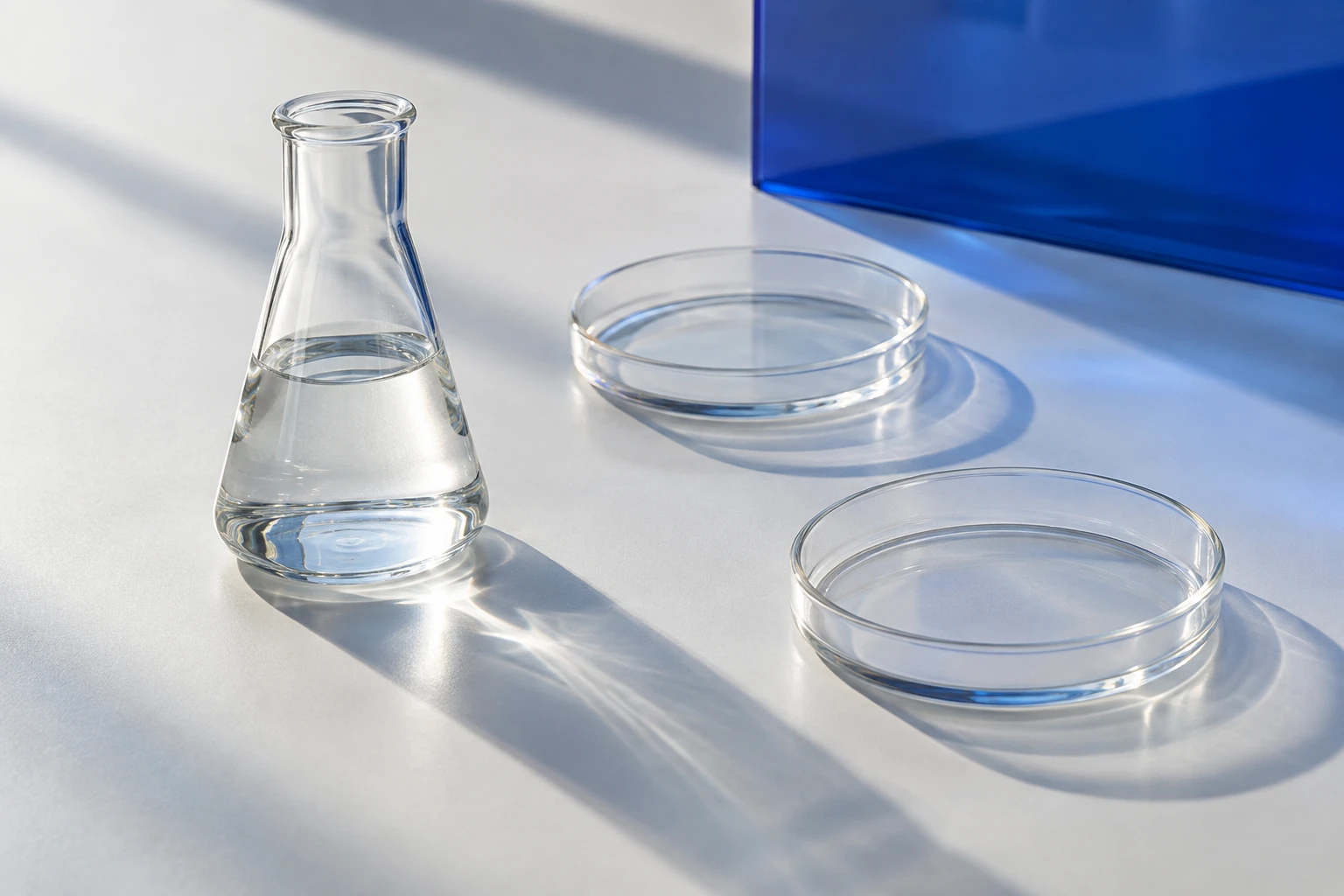 Laboratory glassware in daylight